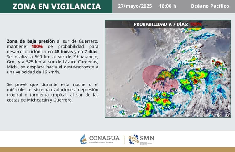 Alvin podría formarse esta noche como primer ciclón del Pacífico en 2025