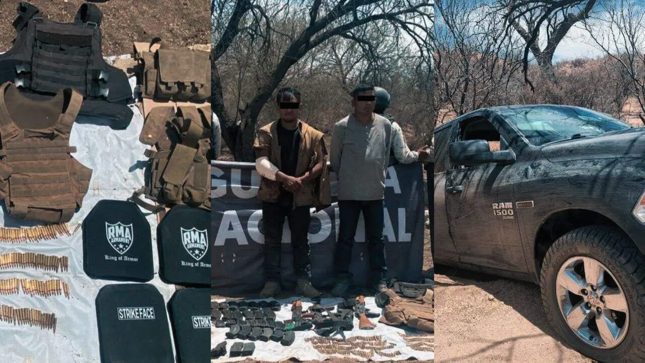 Detienen a dos sujetos en Sáric; se aseguró armamento de alto poder