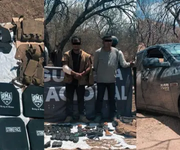 Detienen a dos sujetos en Sáric; se aseguró armamento de alto poder