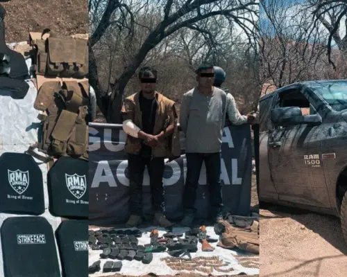 Detienen a dos sujetos en Sáric; se aseguró armamento de alto poder