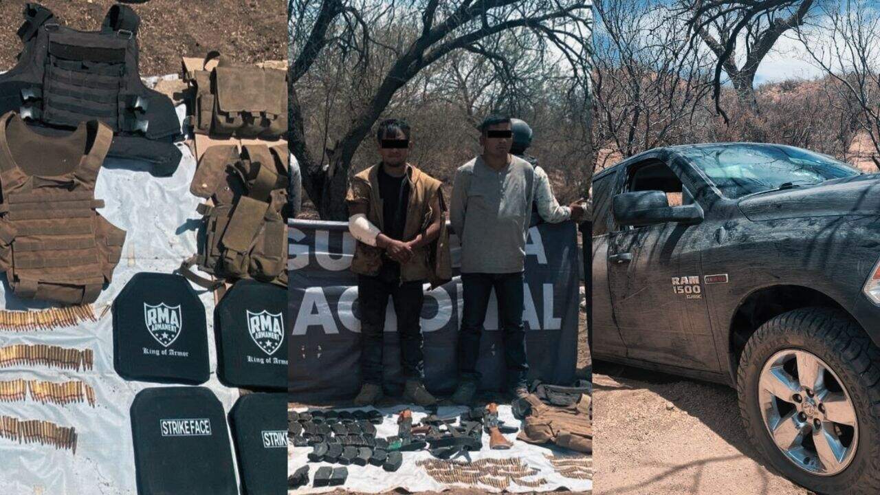 Detienen a dos sujetos en Sáric; se aseguró armamento de alto poder