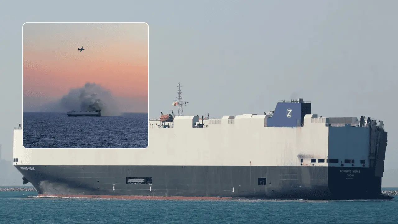Buque con 3 mil autos rumbo a México se incendia en el Océano Pacífico