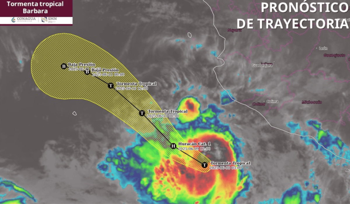 Se fortalece la tormenta tropical Barbara frente a las costas de Jalisco