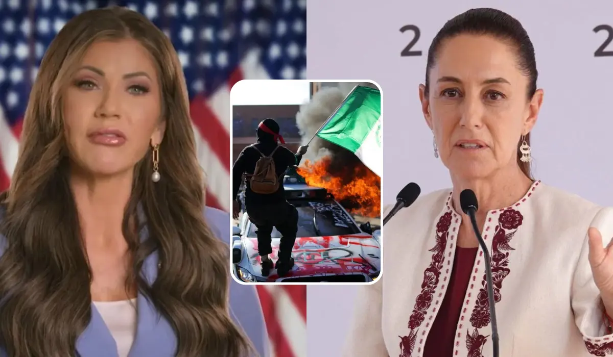 Kristi Noem acusa a Claudia Sheinbaum de alentar protestas en Los Ángeles
