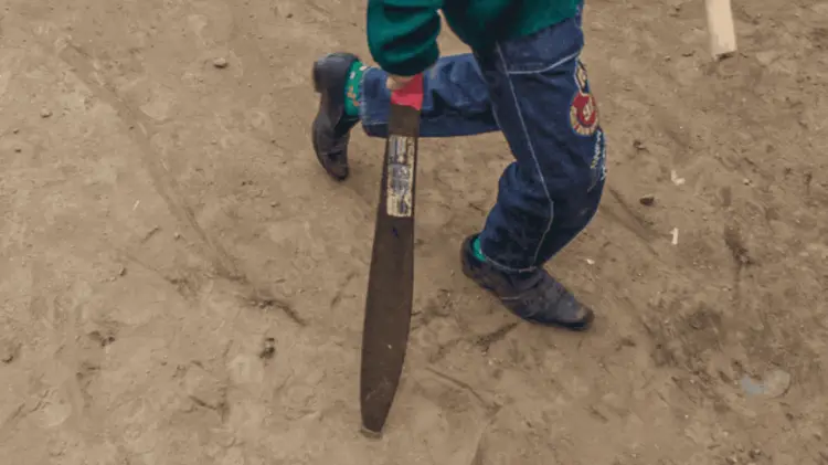 Se decomisó un arma de aproximadamente 60 centímetros de longitud, con punta y filo.