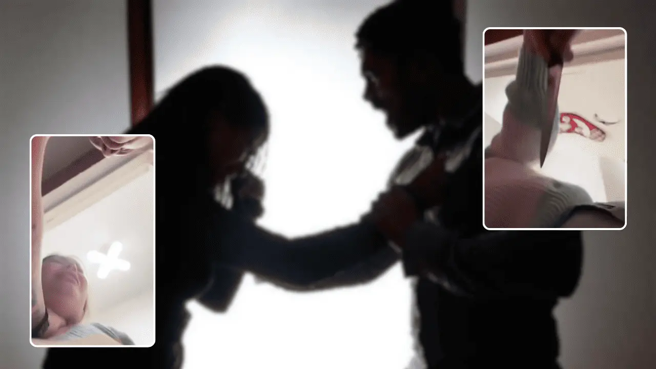 Joven exhibe video de su pareja amenazándola con arma blanca