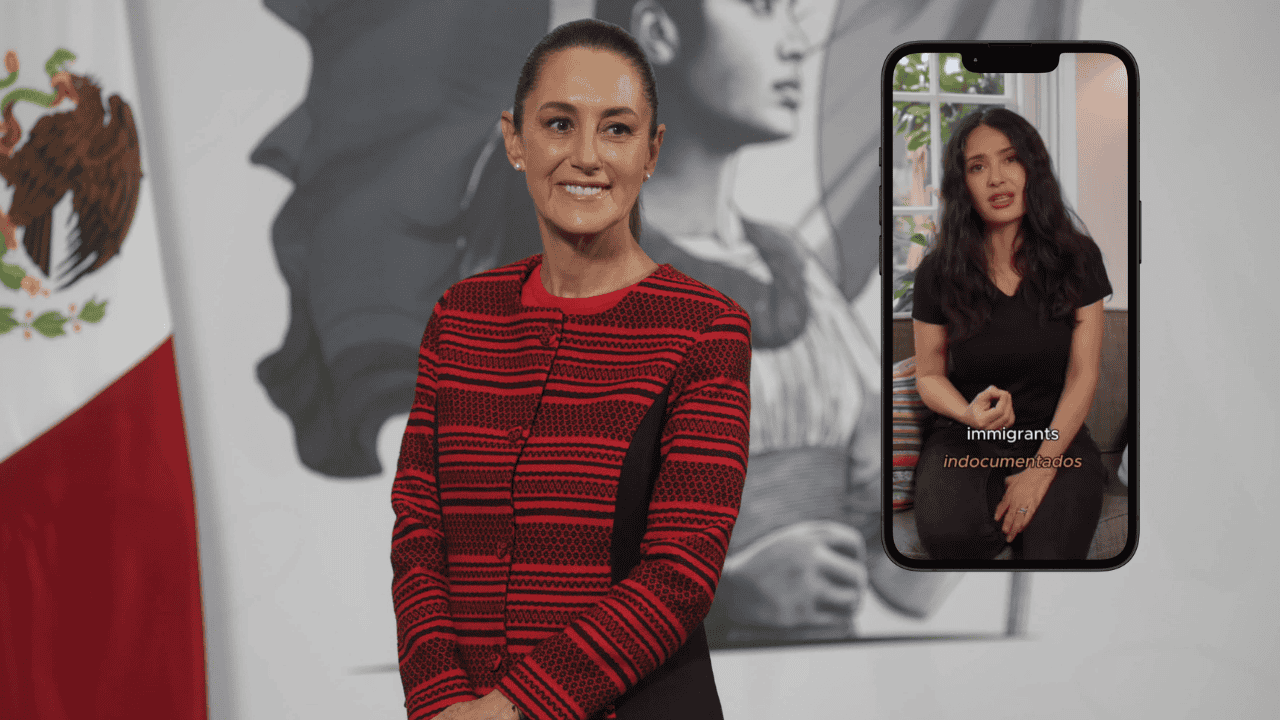 Sheinbaum reconoce campaña informativa de Salma Hayek sobre migrantes en EU