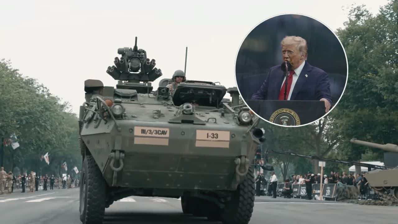 Trump encabeza desfile militar en medio de protestas