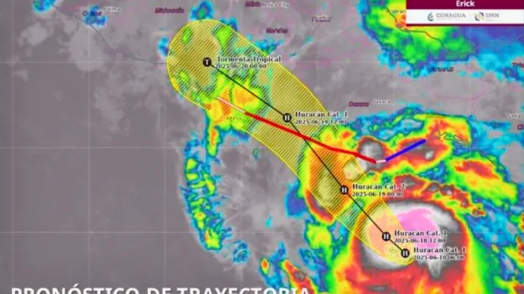 Su trayectoria es hacia los límites de Guerrero y Oaxaca. (Foto: @Conagua_Clima)