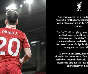 Liverpool retira el dorsal 20 tras la muerte de Diogo Jota