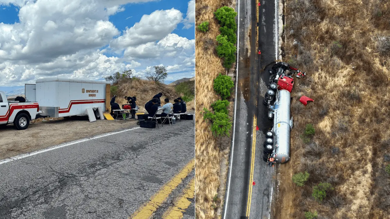 Bomberos de Hermosillo atienden derrame químico en tramo Moctezuma-Mazocahui