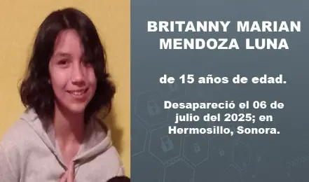Activan Alerta Amber por desaparición de Britanny Marian en Hermosillo
