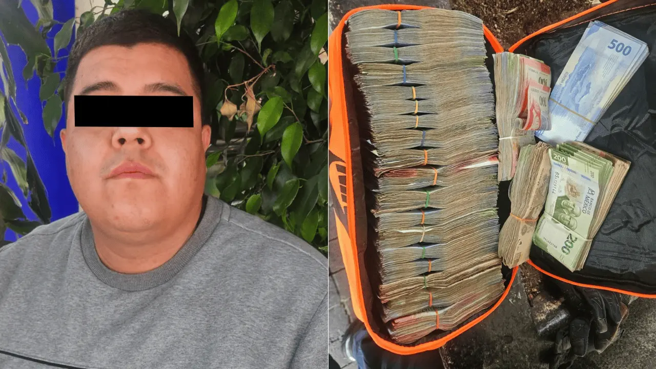 Detienen a motociclista por no traer casco; le hallan un millón de pesos