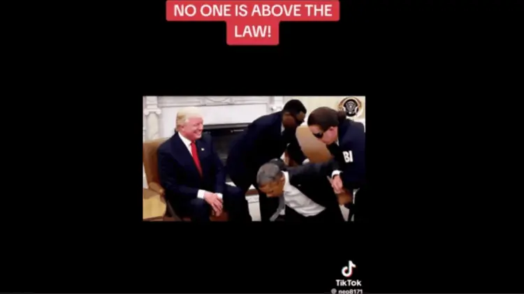 El video generado con Inteligencia Artificial parece que retomó una imagen de una reunión real