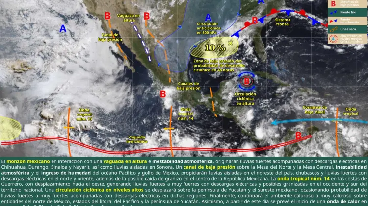 Servicio Metereológico Nacional pronostica onda de calor y lluvias aisladas a fuertes en la entidad