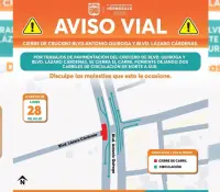 Por obra de pavimentación se cierra crucero de Quiroga y Lázaro Cárdenas