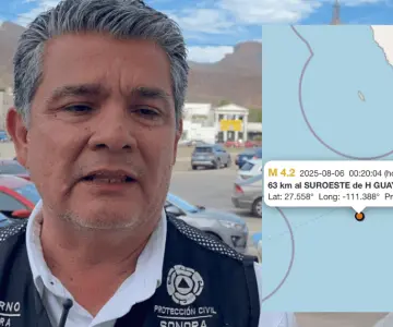 Un sismo de 4.2 grados se registró hoy al suroeste de Guaymas