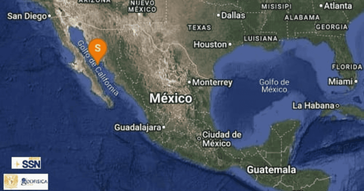 Un sismo de 4.2 grados se registró hoy al suroeste de Guaymas
