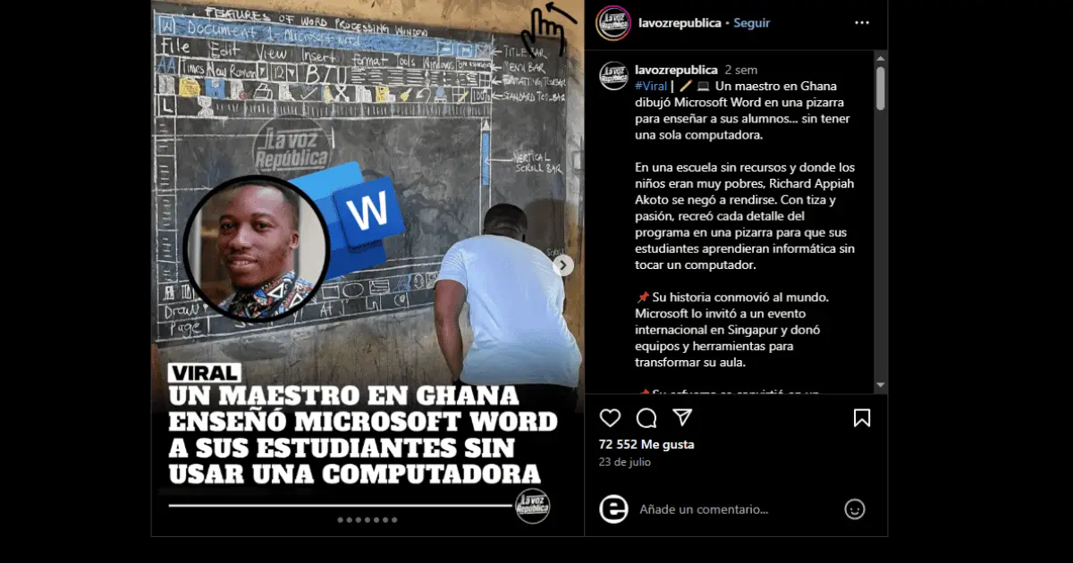 Historia de profesor que enseñó Word sin computadora vuelve a viralizarse