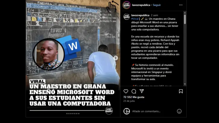 La historia del profesor de Ghana se viralizó en 2018 en Facebook y Twitter