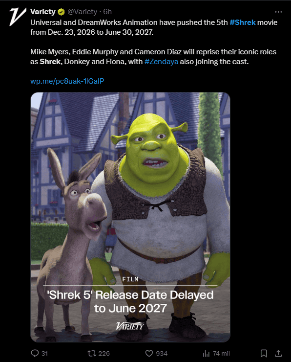 Fans deberán esperar más: Shrek 5 estrenará hasta 2027