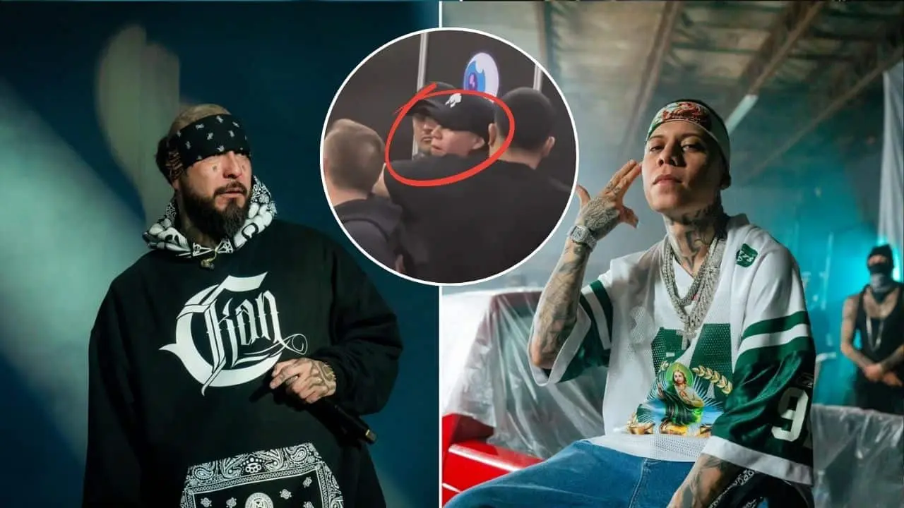 Santa Fe Klan y Dharius pelean al final de un festival