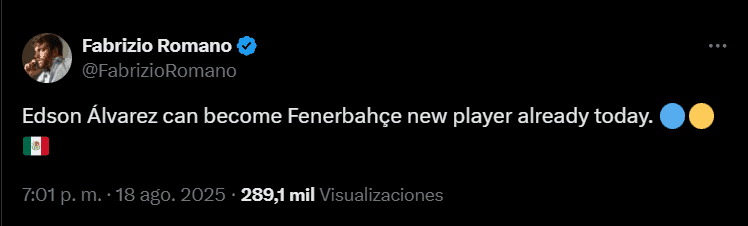 A un año del Mundial 2026, Edson Álvarez apunta al futbol turco