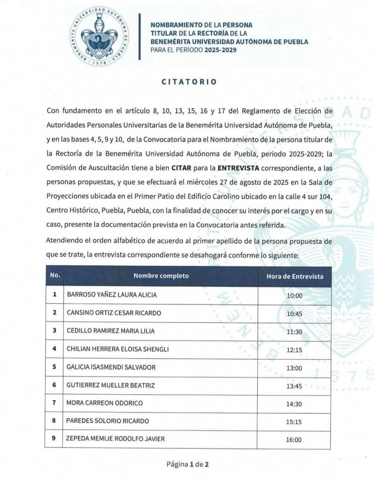 Beatriz Gutiérrez Müller postulada para rectoría de la BUAP