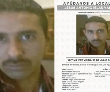 Buscan a Jesús Antonio Islas Valenzuela, desaparecido en Hermosillo