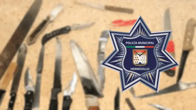 La Policía Municipal de Hermosillo incauta 5 armas blancas y un arma de fuego