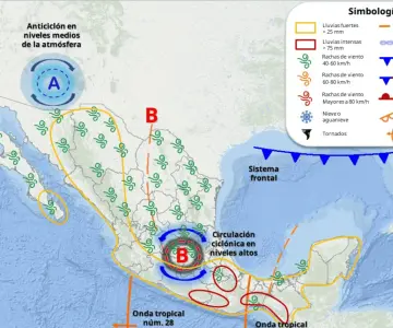 Continuarán fuertes lluvias este domingo por Monzón Mexicano