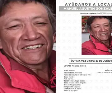 Buscan a Manuel Agustín González Álvarez, desaparecido en Nogales