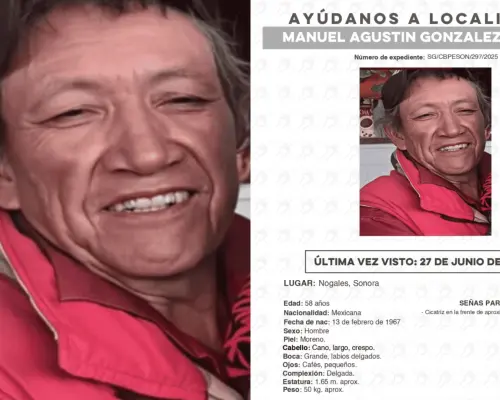 Buscan a Manuel Agustín González Álvarez, desaparecido en Nogales
