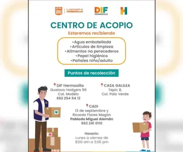 DIF Hermosillo habilita centros de acopio para recibir artículos