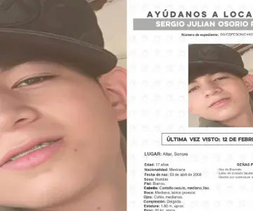 Buscan a Sergio Julián Osorio Ramírez, joven desaparecido en Altar, Sonora