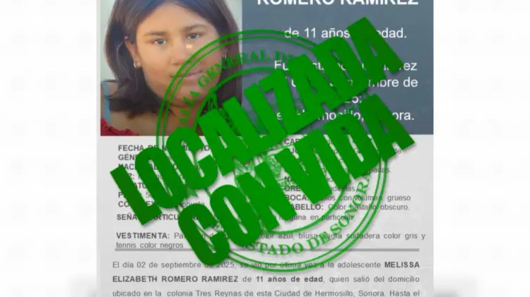 La adolescente de 11 años es encontrada en Hermosillo. (Foto: Especial)