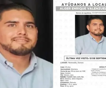 Desaparece Alger Enrique Valenzuela Kraffth en Hermosillo