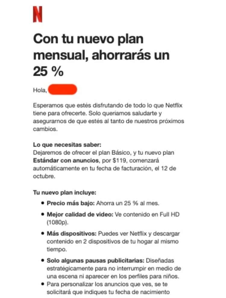 Usuarios de Netflix perderán el plan Básico en octubre