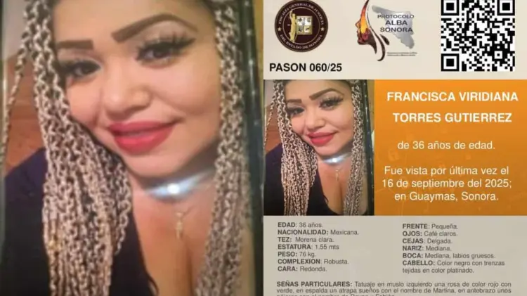 Protocolo ALBA Sonora activado para localizar a Francisca Viridiana. (Foto: Especial / EXPRESO)