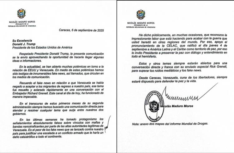 Carta de Maduro hacia Trump está llena de mentiras, acusa Casa Blanca