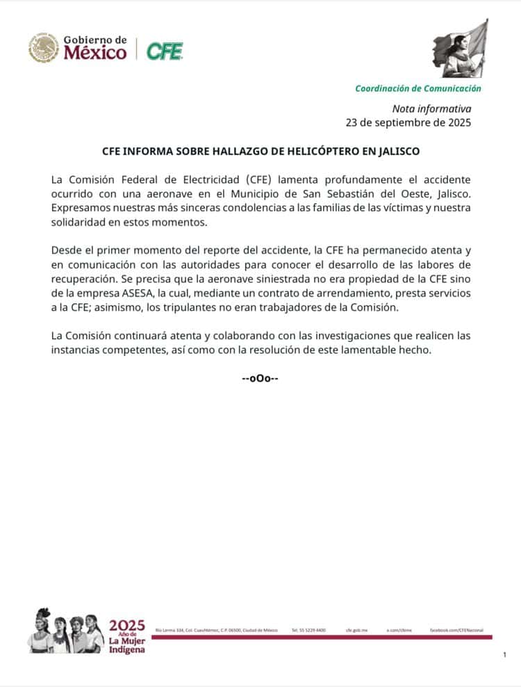 Recuperan cadáveres en avioneta arrendada a CFE caída en Jalisco