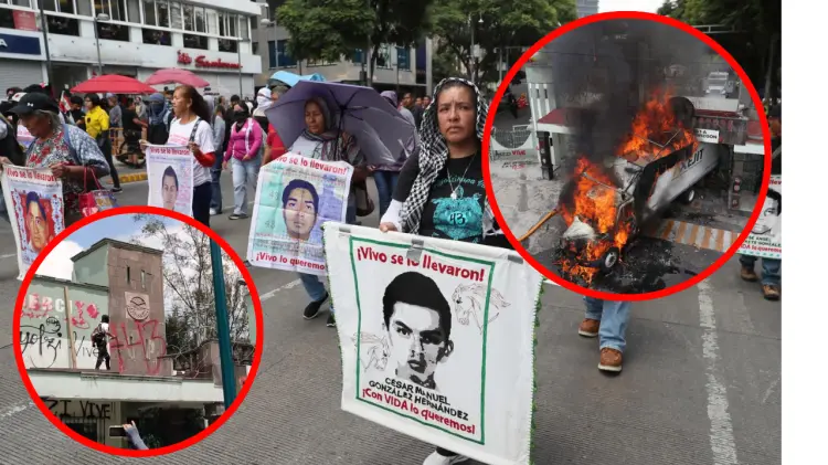 Padres y normalistas de Ayotzinapa vandalizan Campo Militar 1-A en CDMX (Foto: Especial /EXPRESO)