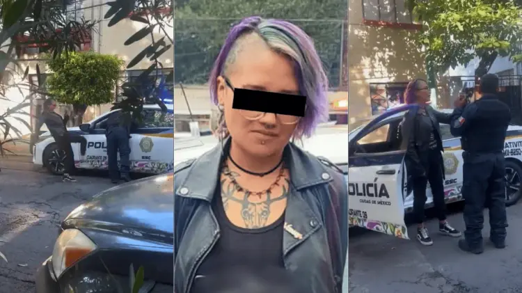 La mujer fue agresiva con quien parece ser su expareja y un policía. (Foto: Cortesía)