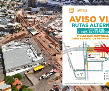 Lunes cambian rutas alternas del paso a desnivel del Colosio y Solidaridad
