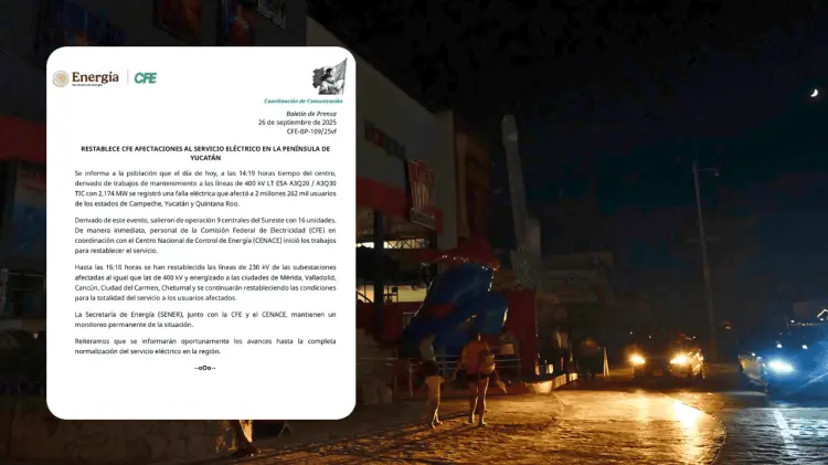 La falla ha afectado a Yucatán, Campeche y Quintana Roo, generando caos. (Foto: El Universal)