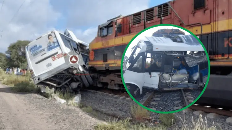 Tren embiste camión de pasajeros en La Nopalera. (Foto: Especial /EXPRESO)