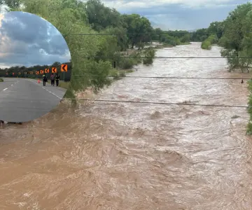 Protección Civil de Ímuris cierra paso por río Bambuto por crecida de agua