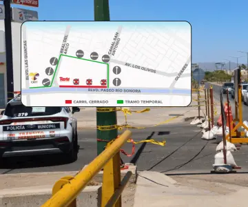 Cierre vial en Paseo Río Sonora por reparación del colector sanitario