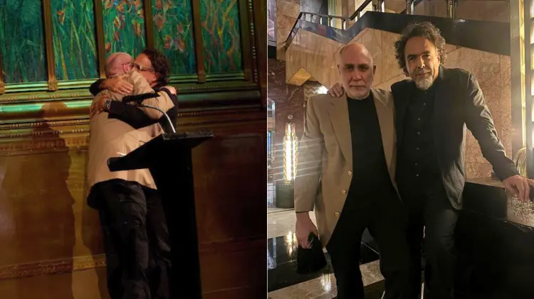 Iñárritu y Arriaga dejan atrás su rivalidad durante homenaje a Amores Perros. (Cortesía)