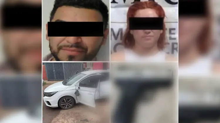 Auto, arma y exesposa de lesionado detenido asegurados. (Foto: Especial / EXPRESO)